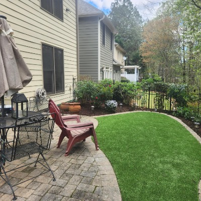 Super Back Patio Upgrade Super pruned, weeds removed, and patio cleaned up.